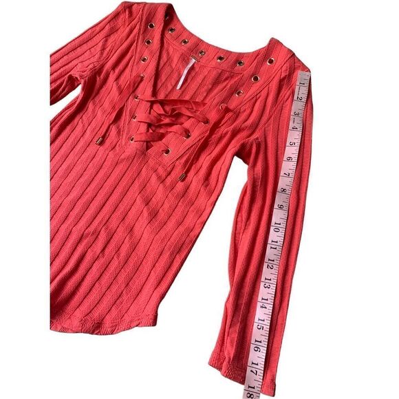 Free People Ice Cold Ribbed Top In Rose Crimson - Picture 9 of 11